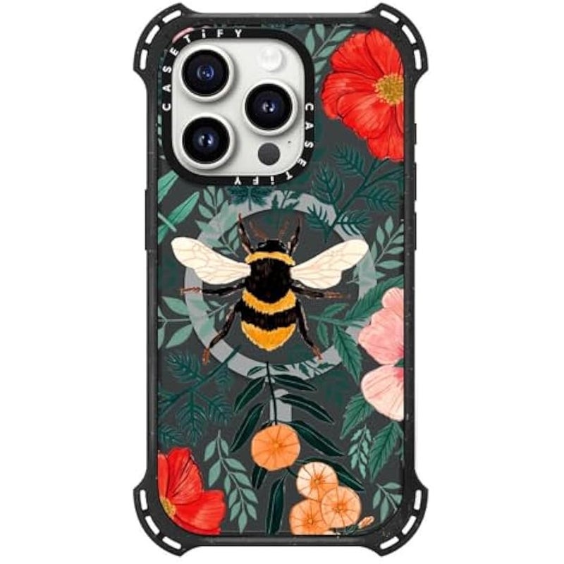 Casetify Bounce iPhone 15 Pro Case 【6X Military Grade Drop Tested / 21.3ft Drop Protection/Compatible with Magsafe】 - Bee in The Flowers - Triple Black - Image 3
