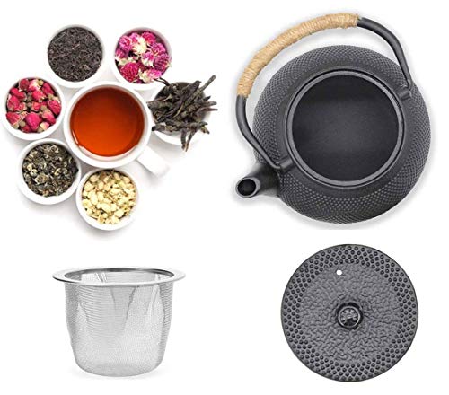 HwaGui Japanese Tetsubin Cast Iron Teapot, Iron Tea Pot with Infuser for Loose Tea, Cast Iron Tea Kettle Stovetop Safe, Teapot Coated with Enameled Interior, 600ml/20oz - Image 4