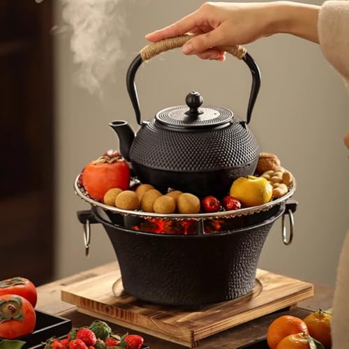 HwaGui Japanese Tetsubin Cast Iron Teapot, Iron Tea Pot with Infuser for Loose Tea, Cast Iron Tea Kettle Stovetop Safe, Teapot Coated with Enameled Interior, 600ml/20oz - Image 2