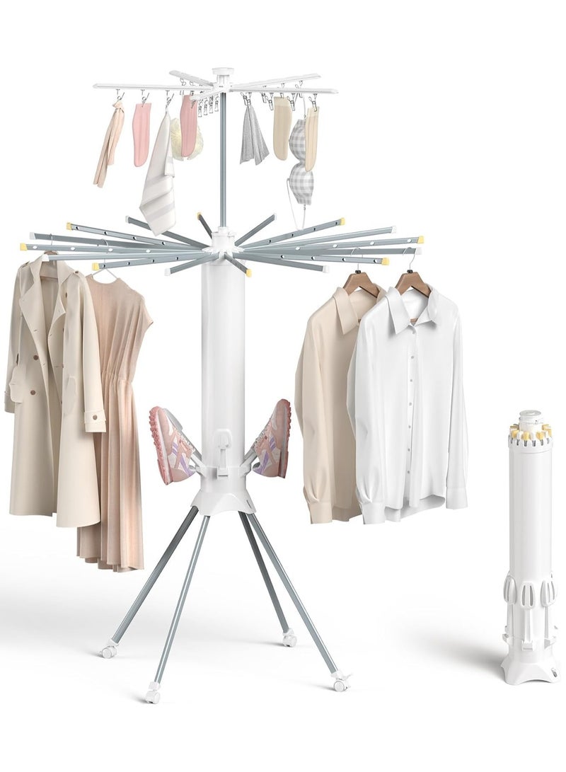 BlueFire Heavy Duty Tripod Clothes Drying Rack – 16 Drying Rods, 110 lbs Capacity – Foldable, Space-Saving Indoor & Outdoor Laundry Rack – Stainless Steel, 3D Ventilated Design for Quilts, Coats, Bedding – No Assembly, Portable for Balcony, Bedroom, Travel - Image 1