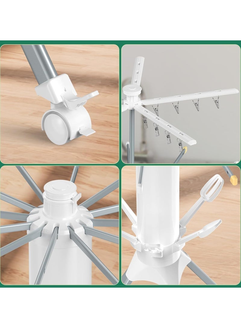 BlueFire Heavy Duty Tripod Clothes Drying Rack – 16 Drying Rods, 110 lbs Capacity – Foldable, Space-Saving Indoor & Outdoor Laundry Rack – Stainless Steel, 3D Ventilated Design for Quilts, Coats, Bedding – No Assembly, Portable for Balcony, Bedroom, Travel - Image 3