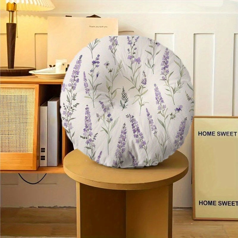 Lavender Round Seat Pillow 16x16 Inch Microfiber Sofa Bed Decor Machine Washable - Image 4