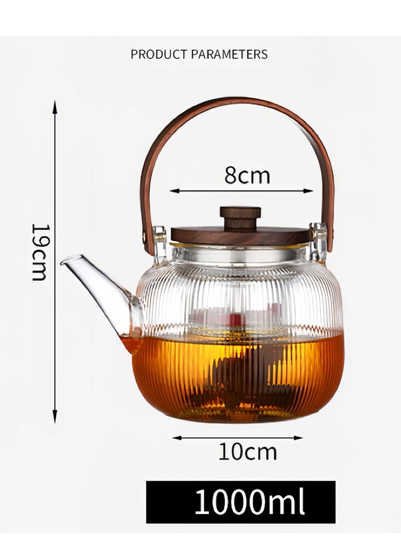 Glass Infuser Teapot With Lid Clear/Gold 1000ml  - Image 3
