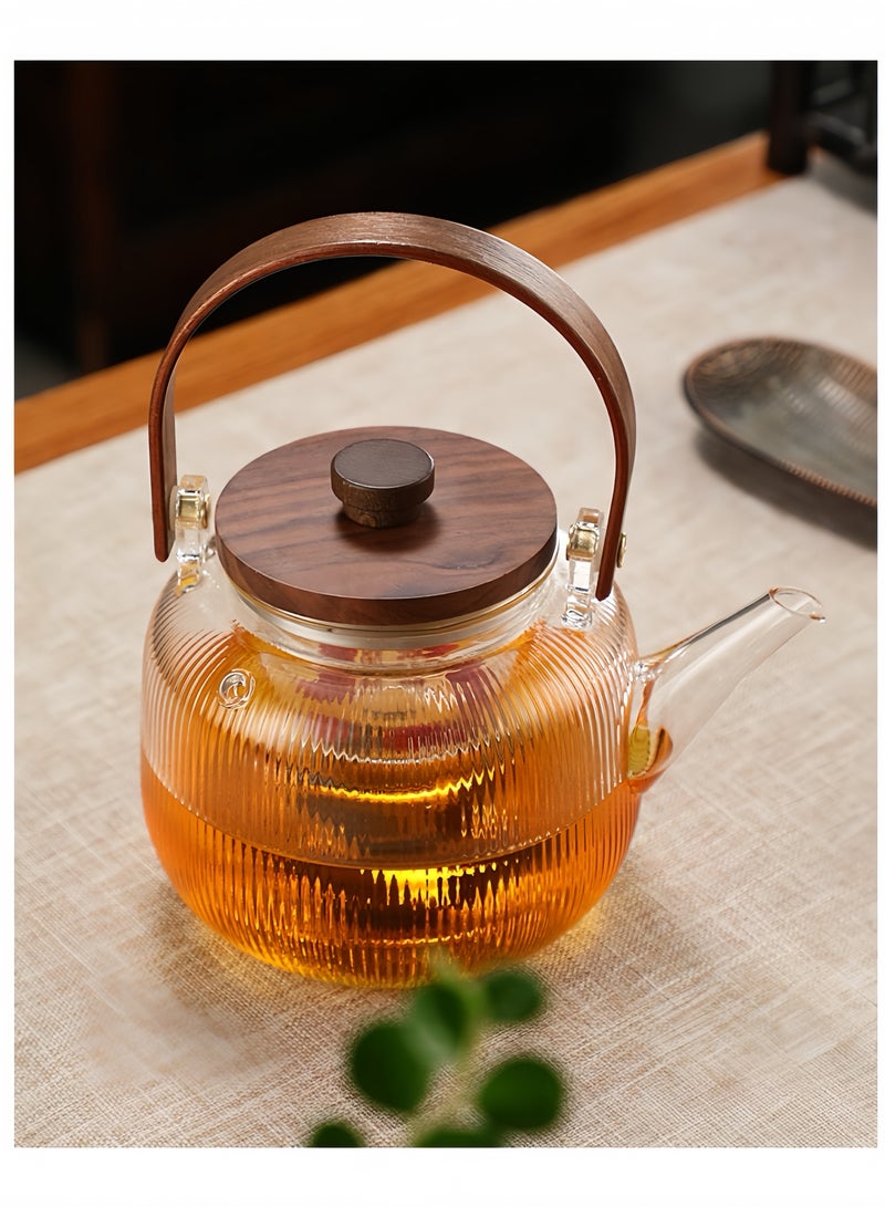 Glass Infuser Teapot With Lid Clear/Gold 1000ml  - Image 2