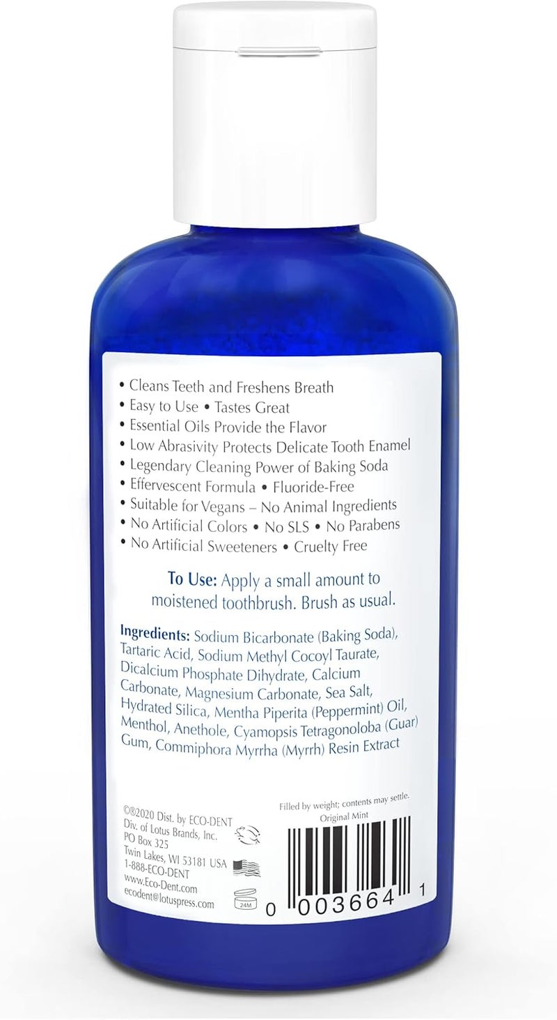 ECO-DENT DailyCare Baking Soda Toothpowder, Original Mint Flavor, 6 Pack of 2 oz Bottles - Image 2