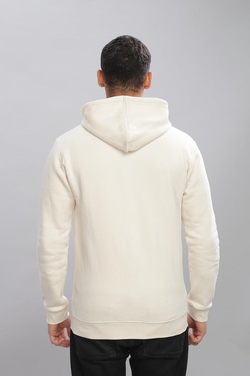 ADRO Men's Cotton Neck Hooded Sweatshirt (ZHH-24-PLN-WS_White Sand - Image 2