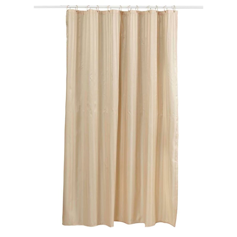 Obsessions Obsessions Polyester Water Repellent Striped Shower Curtain with 12 Hooks L 200 x W 180cm_Beige  - Image 2