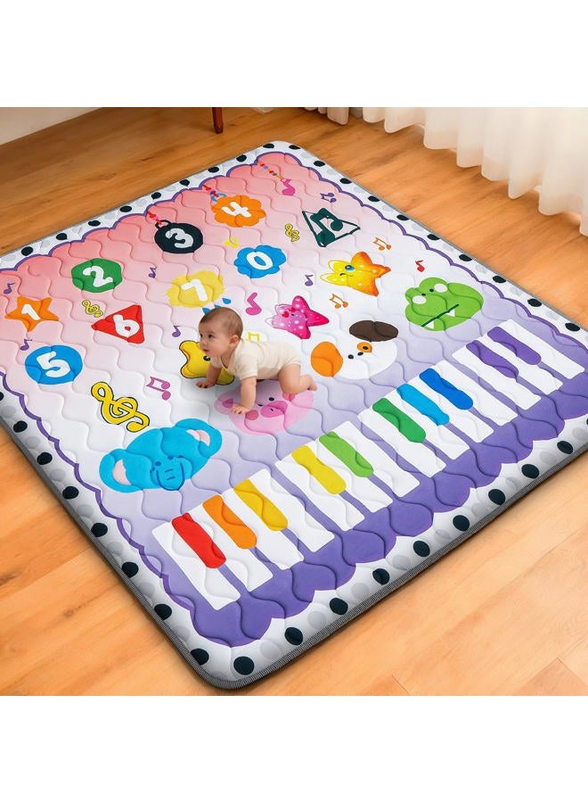 Rongfa Baby Play Mat for Floor, 50'' x 50'' Thicken Foam Soft Padded Mat for Baby, Playpen Mat for Toddlers Infant Kids, Machine Washable, Non-Slip Bottom Safe for Crawling (Piano) - Image 1