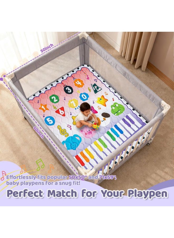 Rongfa Baby Play Mat for Floor, 50'' x 50'' Thicken Foam Soft Padded Mat for Baby, Playpen Mat for Toddlers Infant Kids, Machine Washable, Non-Slip Bottom Safe for Crawling (Piano) - Image 2
