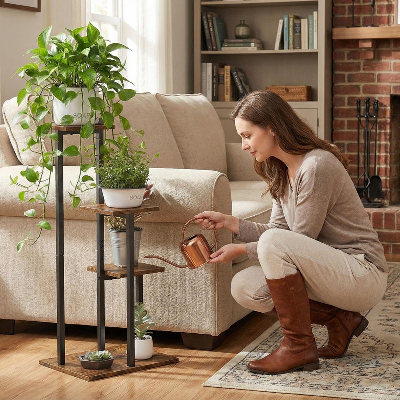VonDream 3 Tier Plant Stand Indoor, Tiered Plant Stands for Indoor Plants Multiple, Corner Flower Stand for Living Room, Multi-Layer Vintage Design Plant Shelf - Image 3