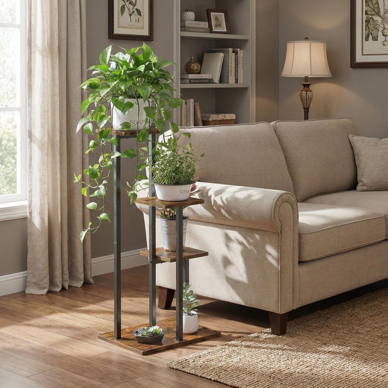 VonDream 3 Tier Plant Stand Indoor, Tiered Plant Stands for Indoor Plants Multiple, Corner Flower Stand for Living Room, Multi-Layer Vintage Design Plant Shelf - Image 2
