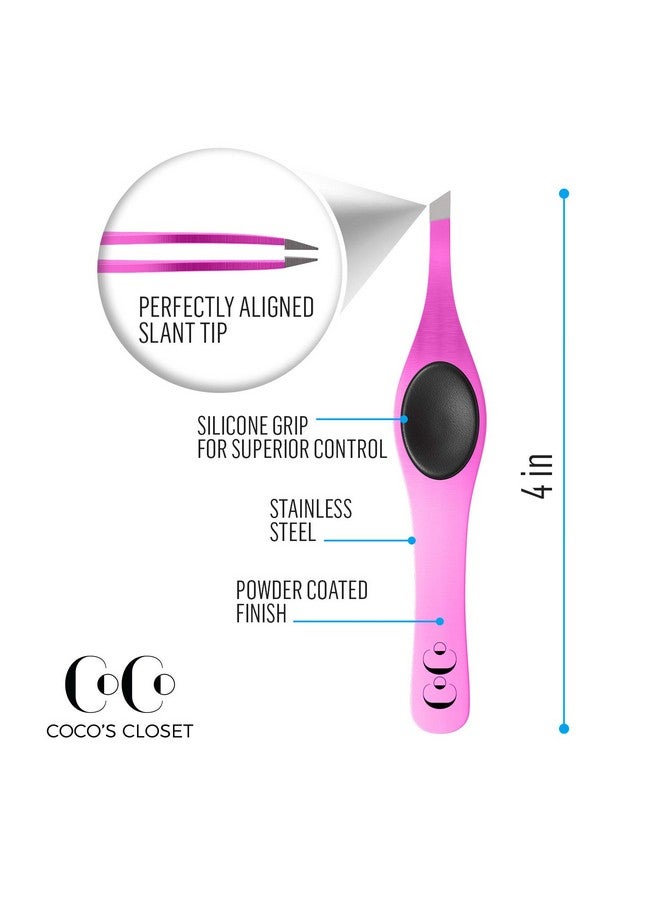 Coco's Closet Precision Tweezers For Women Facial Hair -Stainless Steel Tweezers For Women And Men - Ideal For Eyebrow Shaping And Hair Removal - Slanted Tips, Durable And Ergonomic Grip Design - Image 2