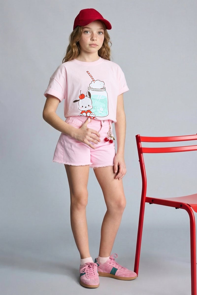 DeFacto Pink Girl Gabardine Shorts Girl Casual - Image 1