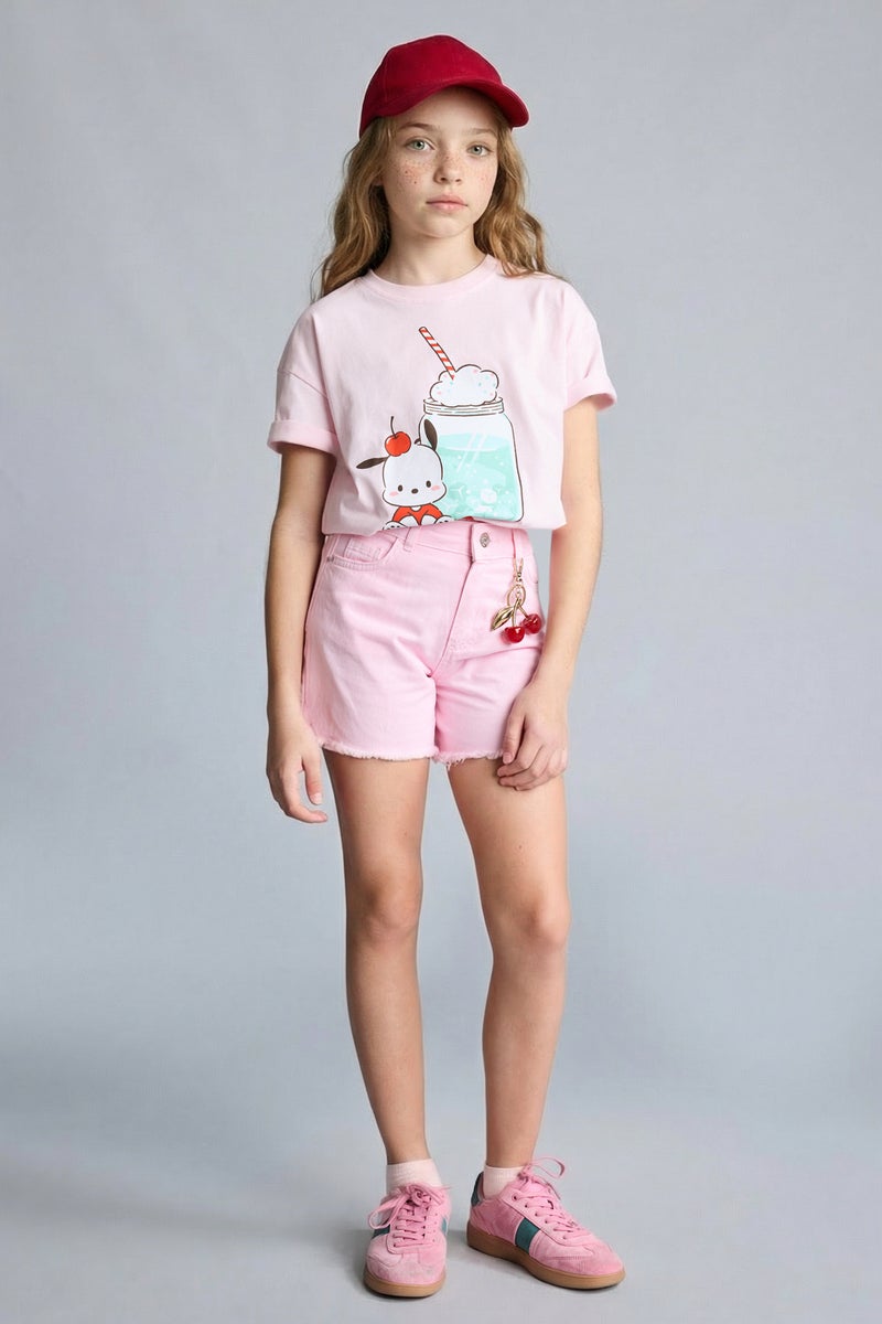 DeFacto Pink Girl Gabardine Shorts Girl Casual - Image 3
