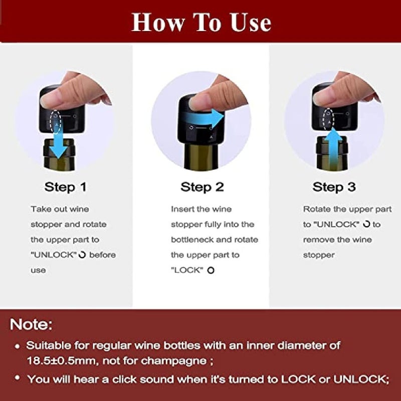 PRAYAS Champagne and Wine Stopper Pack LeakProof Wine Stoppers Lockable Reusable Wine Bottle Stopper Sealed Wine Preserver Corks Bottle Stopper Caps Saver for Wine Pack of 4 Both - Image 5