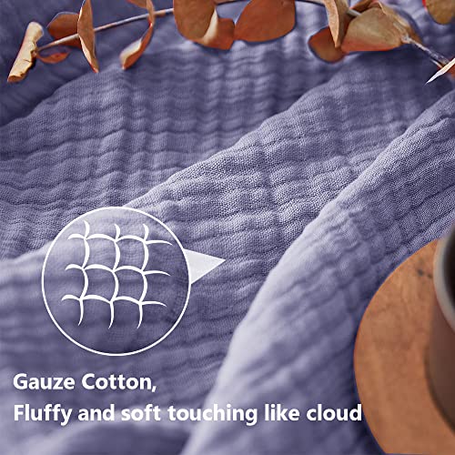 Simple&Opulence SimpleOpulence Cotton Muslin Throw Blanket for Bed Couch Knit Woven Gauze Blanket with Tassels Soft Lightweight Cozy PreWashed Breathable Farmhouse Decoration for AllSeason Lavender - Image 3