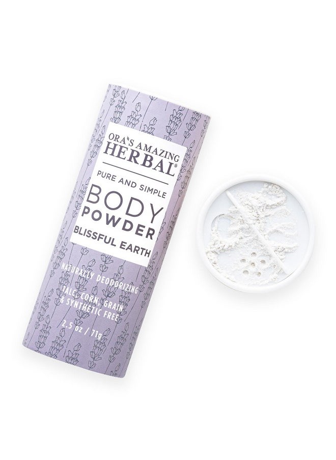 Ora's Amazing Herbal - Talc Free Body Powder for Women, Dusting Powder, Cornstarch Free Talcum Powder, Grounding Relaxation Scent, Essential Oils Lavender, Vetiver, Clary Sage, Ora’s Amazing Herbal, Blissful Earth 2.5 oz - Image 1