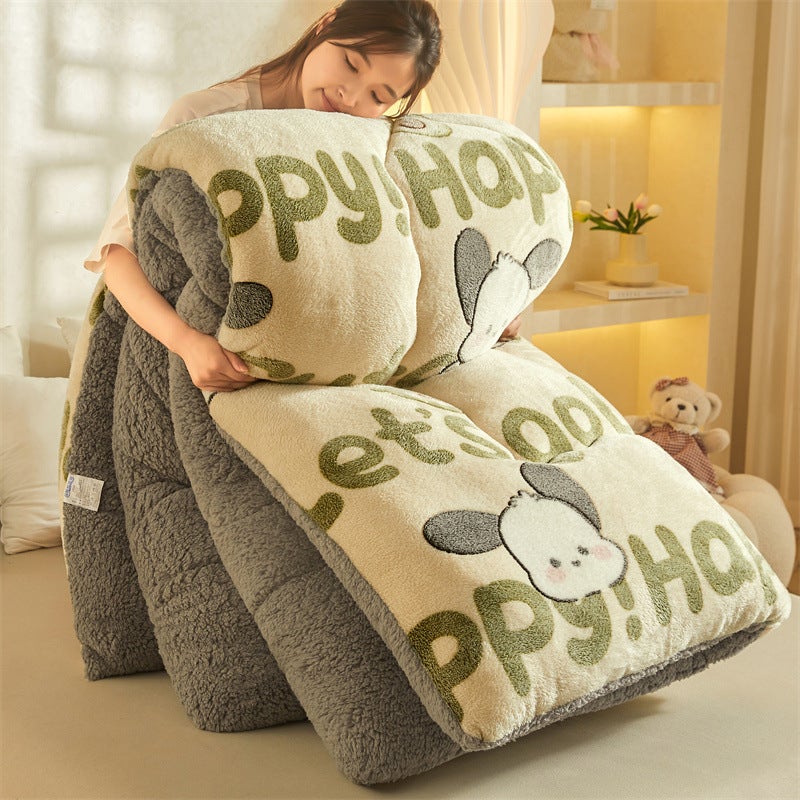 Winter Lambswool Quilt Winter Quilt Single Thickened Warm Milk Velvet Coral Velvet Quilt Quilt Core Dormitory Quilt - Image 2