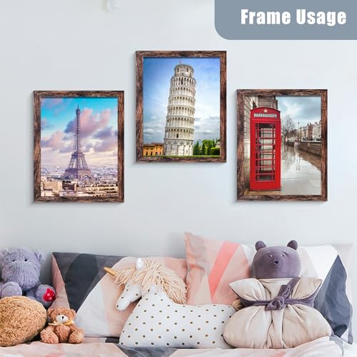 BESCRCL 11x14 Picture Frame Set of 6 High Definition Glass, 11 x 14 Photo Frame for Wall, Engineered Wood, Brown - Image 2