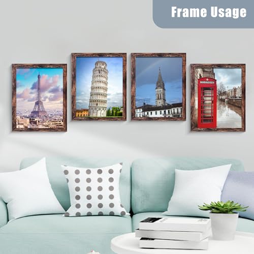 BESCRCL 11x14 Picture Frame Set of 6 High Definition Glass, 11 x 14 Photo Frame for Wall, Engineered Wood, Brown - Image 4