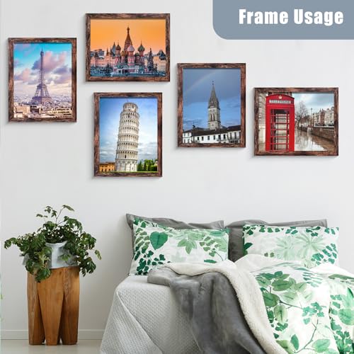 BESCRCL 11x14 Picture Frame Set of 6 High Definition Glass, 11 x 14 Photo Frame for Wall, Engineered Wood, Brown - Image 5