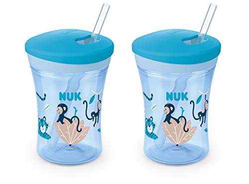 NUK Evolution Straw Cup, Blue 8 Ounce (Pack of 2) - Image 1
