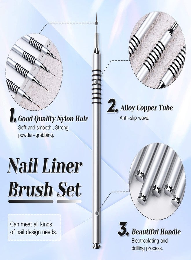 Giifnonnt Nail Art Liner Brushes Set, 6Pcs Nail Art Design Brush Striping Thin Long Lines Dotting Drawing Pen, UV Gel Polish Painting Metal Handle Striper Brushes Size 5/7/9/11/20/25mm - Image 4