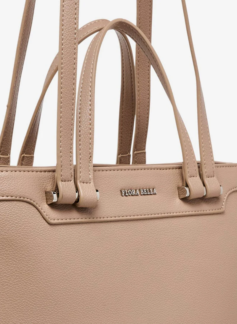Flora Bella By Shoexpress TAUPE Solid Tote Bag with Double Handle and Zip Closure for Women | Best Price UAE