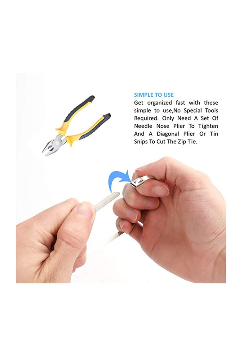 Loquat 304 Stainless Steel, Strong and Durable Metal Cable Zip Ties, Multi-purpose Heavy Duty Self-locking Cable Tie - Image 4