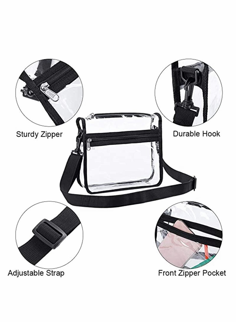 Excefore حقيبة كروس بودي شفافة - معتمدة من الاستاد، حقيبة كتف شفافة للصالة الرياضية مع جيب أمامي وحزام قابل للتعديل للنساء والرجال، حقيبة كتف للجسم للسفر والعمل - Image 5