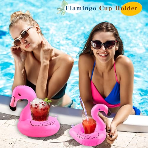 Sonarun 24 Pack Inflatable Flamingo Drink Holder Flamingo Drink Float Blow Up Flamingo Cup Holder for Summer Hawaiian Beach Party Pool Water Games, 2 Sizes - Image 3