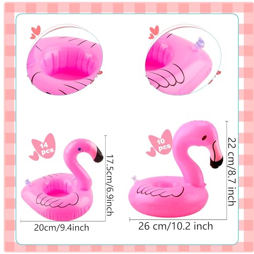 Sonarun 24 Pack Inflatable Flamingo Drink Holder Flamingo Drink Float Blow Up Flamingo Cup Holder for Summer Hawaiian Beach Party Pool Water Games, 2 Sizes - Image 2
