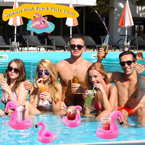 Sonarun 24 Pack Inflatable Flamingo Drink Holder Flamingo Drink Float Blow Up Flamingo Cup Holder for Summer Hawaiian Beach Party Pool Water Games, 2 Sizes - Image 4