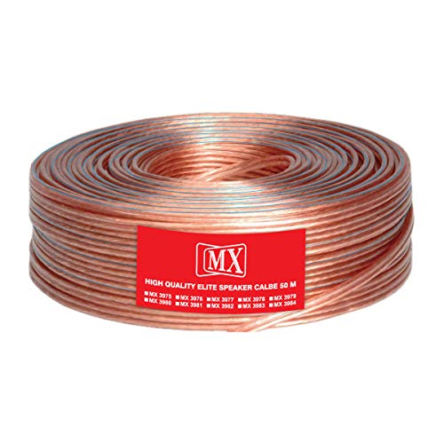 MX Speaker Cable High Performance Red & Black 50 meters Coil Premium Speaker Wires for Home Theater Systems Speakers Vehicles Car Audio Amplifiers (Transparent, 16 AWG - 50 METER (3.0 X 6.0 MM)) - Image 1