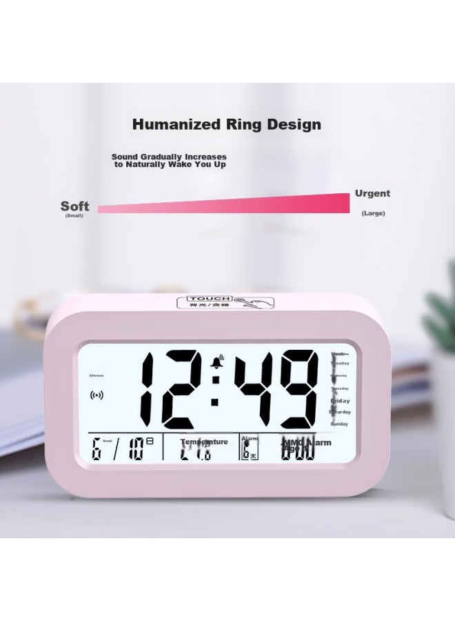 Compas Electronic Alarm Clock For Students, Wake-up Aid, Digital Clock, Student And Children's Alarm Clock, 801 Rechargeable Pink Model - Image 2