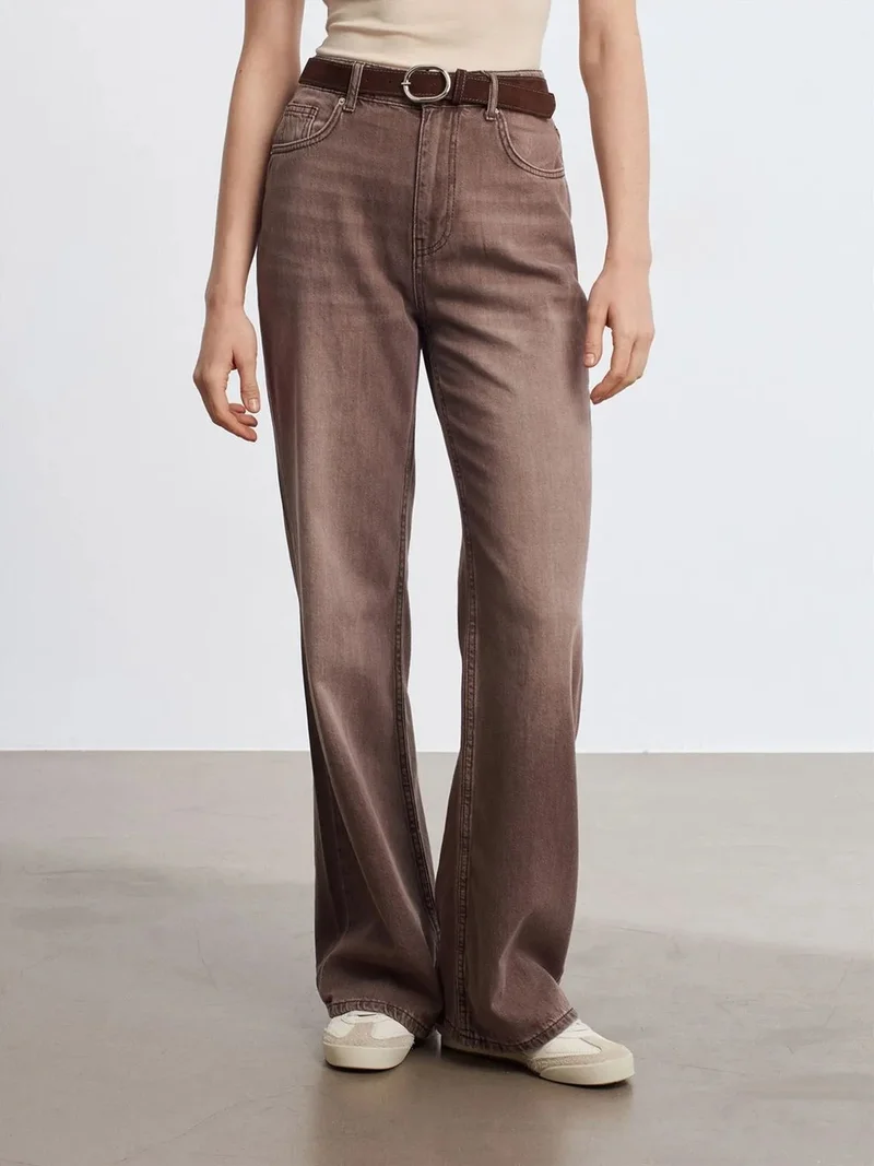 ديلفين Dilvin High-Waist Wide-Leg Cotton Denim Jeans