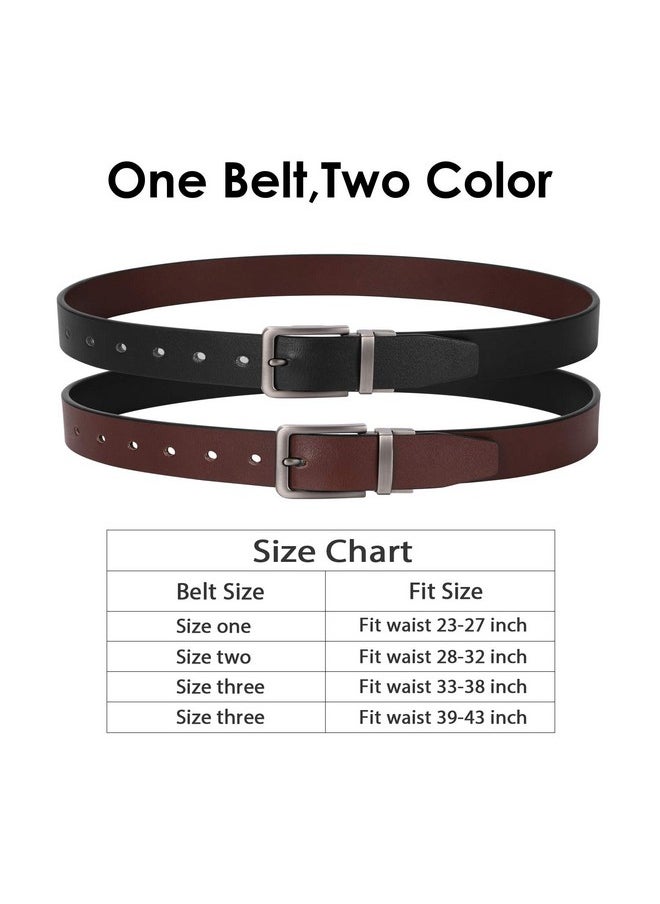 XZQTIVE - Reversible Leather Belts For Women With Rotated Metal Buckle Fashion Women Belts(1 Pcs Blackbrown) - Image 1