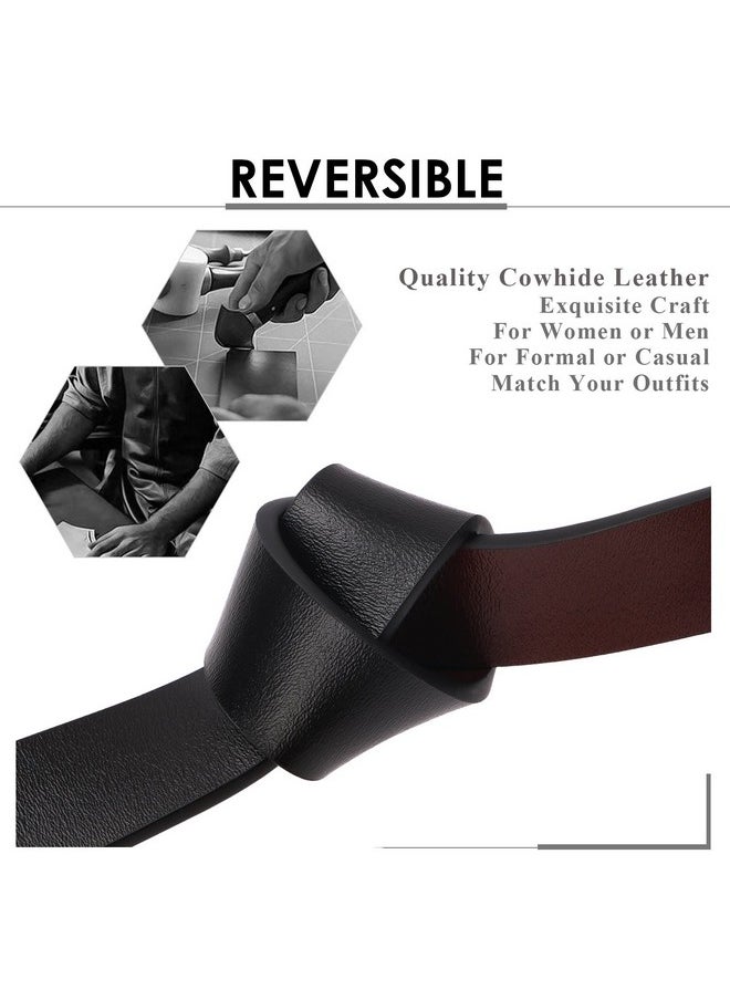 XZQTIVE - Reversible Leather Belts For Women With Rotated Metal Buckle Fashion Women Belts(1 Pcs Blackbrown) - Image 1