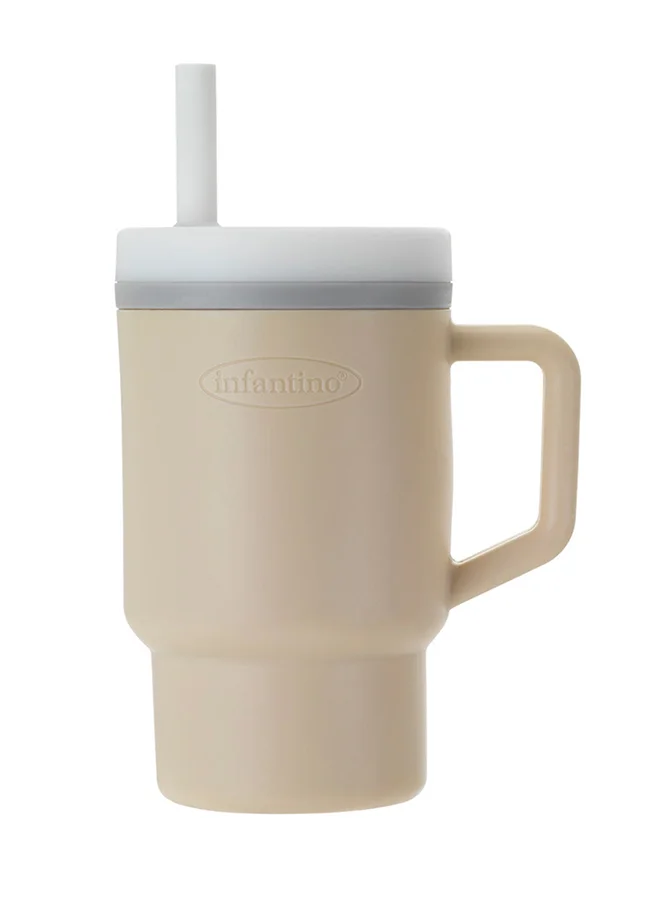infantino My 1St Tumbler – Adorable Miniature Tumbler With Leak-Resistant Straw And Toddler-Friendly Handle, Encourages Hydration, 6M+, 9 Oz, Sand