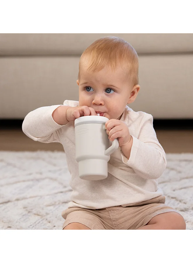 infantino My 1St Tumbler – Adorable Miniature Tumbler With Leak-Resistant Straw And Toddler-Friendly Handle, Encourages Hydration, 6M+, 9 Oz, Sand