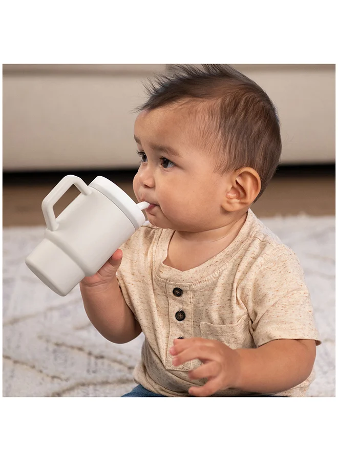infantino My 1St Tumbler – Adorable Miniature Tumbler With Leak-Resistant Straw And Toddler-Friendly Handle, Encourages Hydration, 6M+, 9 Oz, Sand