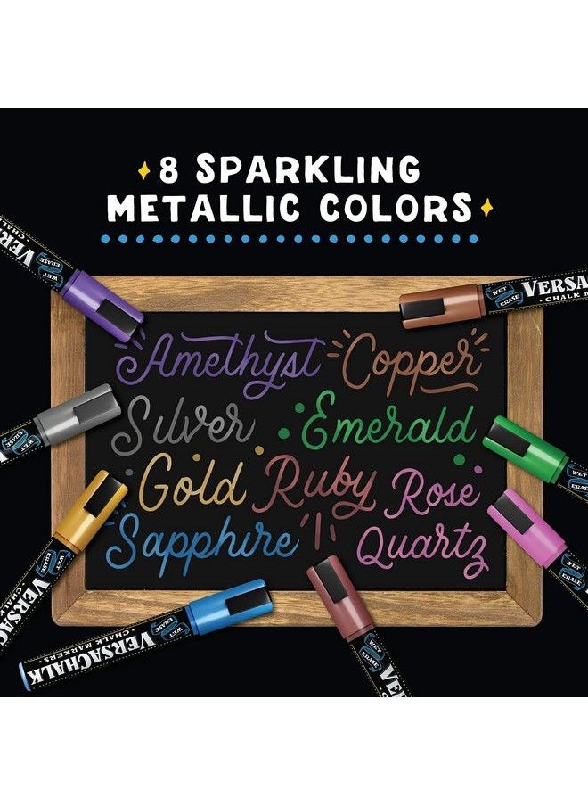 VersaChalk Metallic Liquid Chalk Markers For Blackboards (8 Pack 5Mm Bold Tip) Erasable Washable Chalk Pens For Chalkboard Signs Windows Glass Events Schools Office Supplies And Business  - Image 3