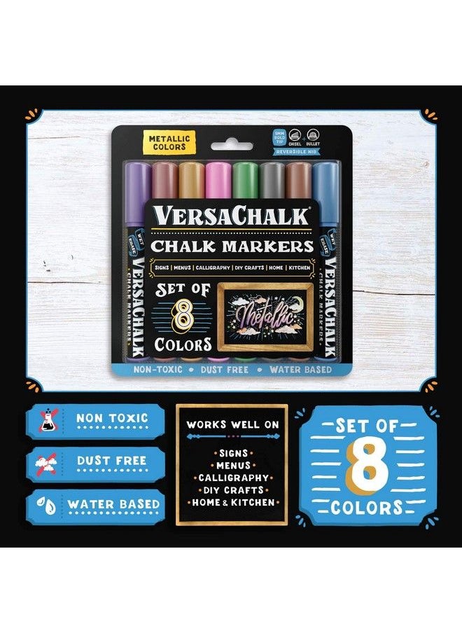 VersaChalk Metallic Liquid Chalk Markers For Blackboards (8 Pack 5Mm Bold Tip) Erasable Washable Chalk Pens For Chalkboard Signs Windows Glass Events Schools Office Supplies And Business  - Image 4