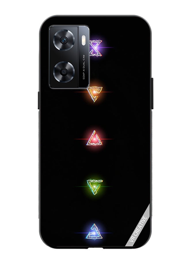 VR CREATIVE Protective Case Cover For Oppo A57/A77s Neon Lights Diamond Shapes Design Multicolour - Image 1