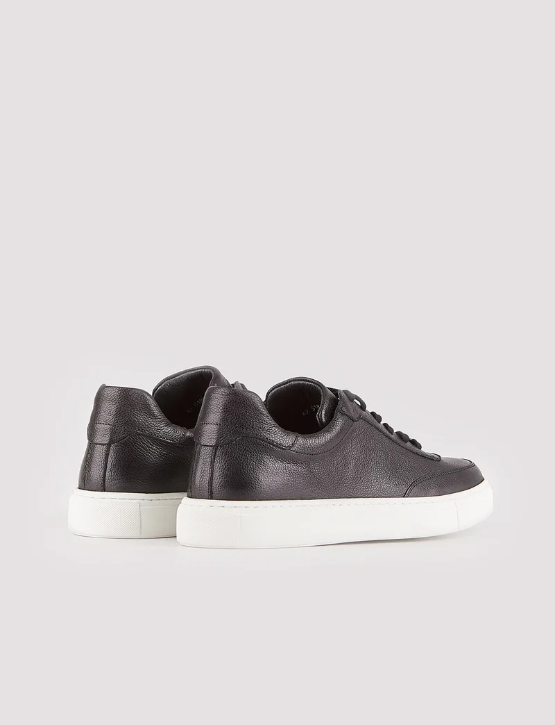 Cabani Genuine Leather Black Lace-Up Men's Sports Shoes