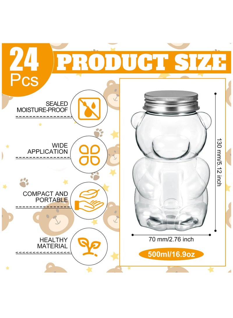 Excefore 24 Pcs Bear Plastic Jar Empty Bear Bottle Large Capacity Candy Milk Tea Drinks Bear Shaped Container for Making Candy Gifts DIY Decoration, 17 oz - Image 2
