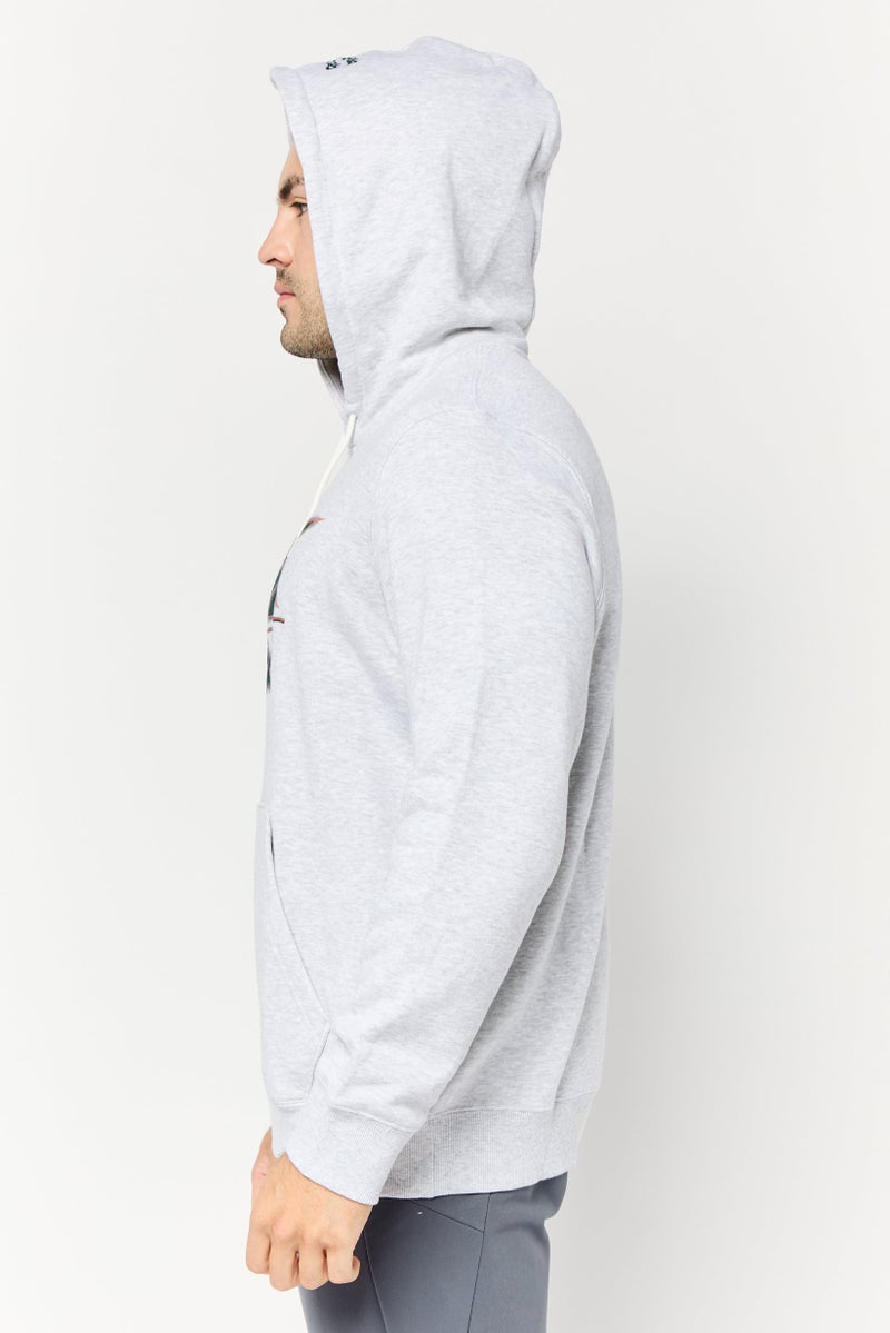 Reebok هودي رياضي للرجال بأكمام طويلة مناسب في الهواء الطلق، رمادي - Image 3