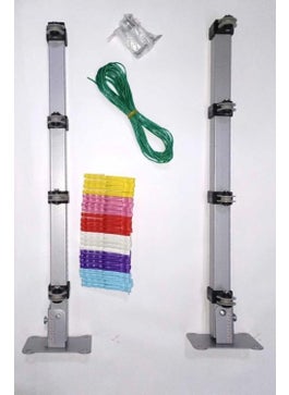Blue Wall Mounted Balcony and Window Type 8 Mobile Reel Drying Hanger, 24 Pegs + 20 Meters Rope + Screw
