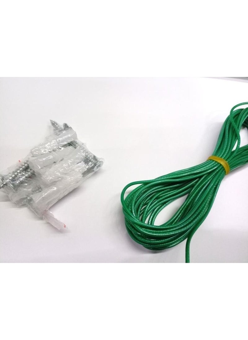 abnturk Blue Wall Mounted Balcony and Window Type 8 Mobile Reel Drying Hanger, 24 Pegs + 20 Meters Rope + Screw  - Image 3