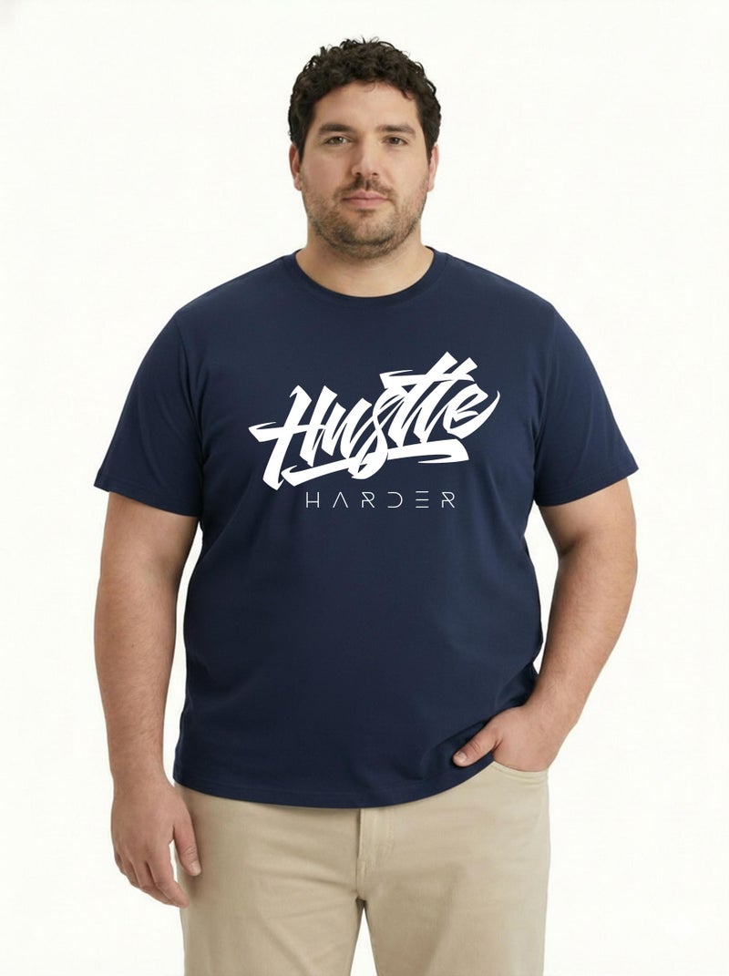 Toodlegram Men Plus Size Printed T-Shirt | Round Neck Half Sleeves | Regular Fit Big & Tall | Pure Cotton Casual Summer Wear T-Shirt for Men Navy Blue - Image 2